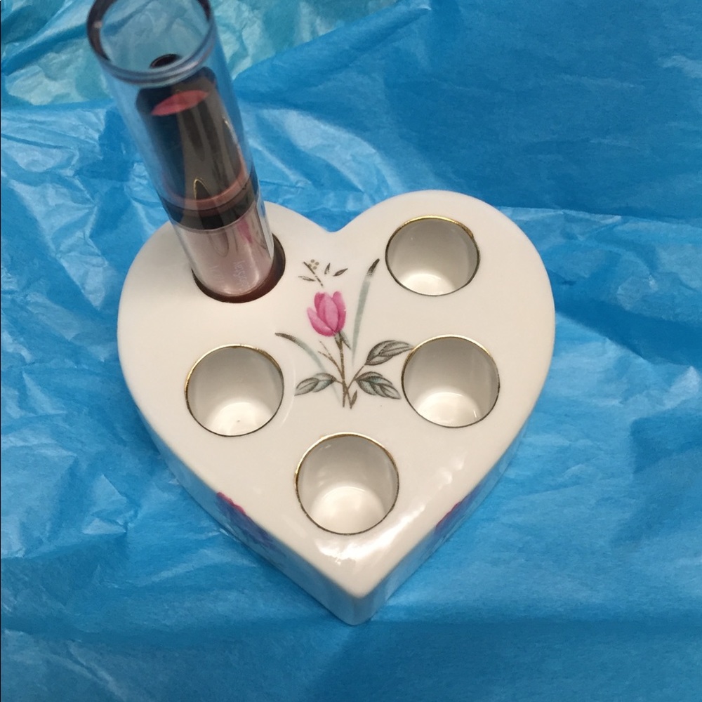 Vintage SRG Porcelain Heart Lipstick Holder